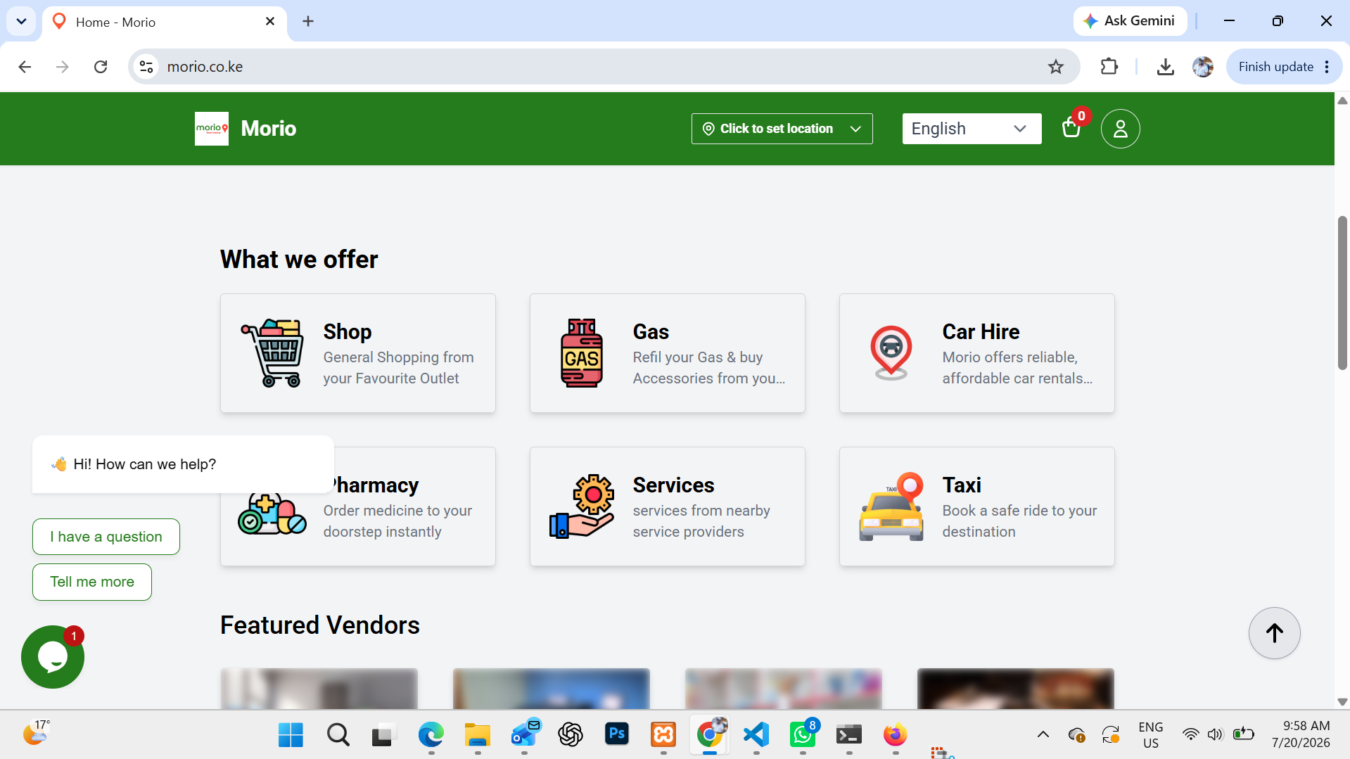 Morio Delivery App  & Website